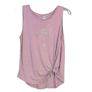 Old Navy Dusty Pink Flamingo Graphic Tank Knotted Women's L